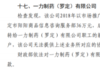 一力制药（罗定）“利用医药推广公司套取资金”被罚3万元