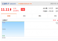 证通电子(002197.SZ)涨停报11.11元,总市值68亿元 证通电子(002197.SZ)涨停报11.11元,总市值68亿元