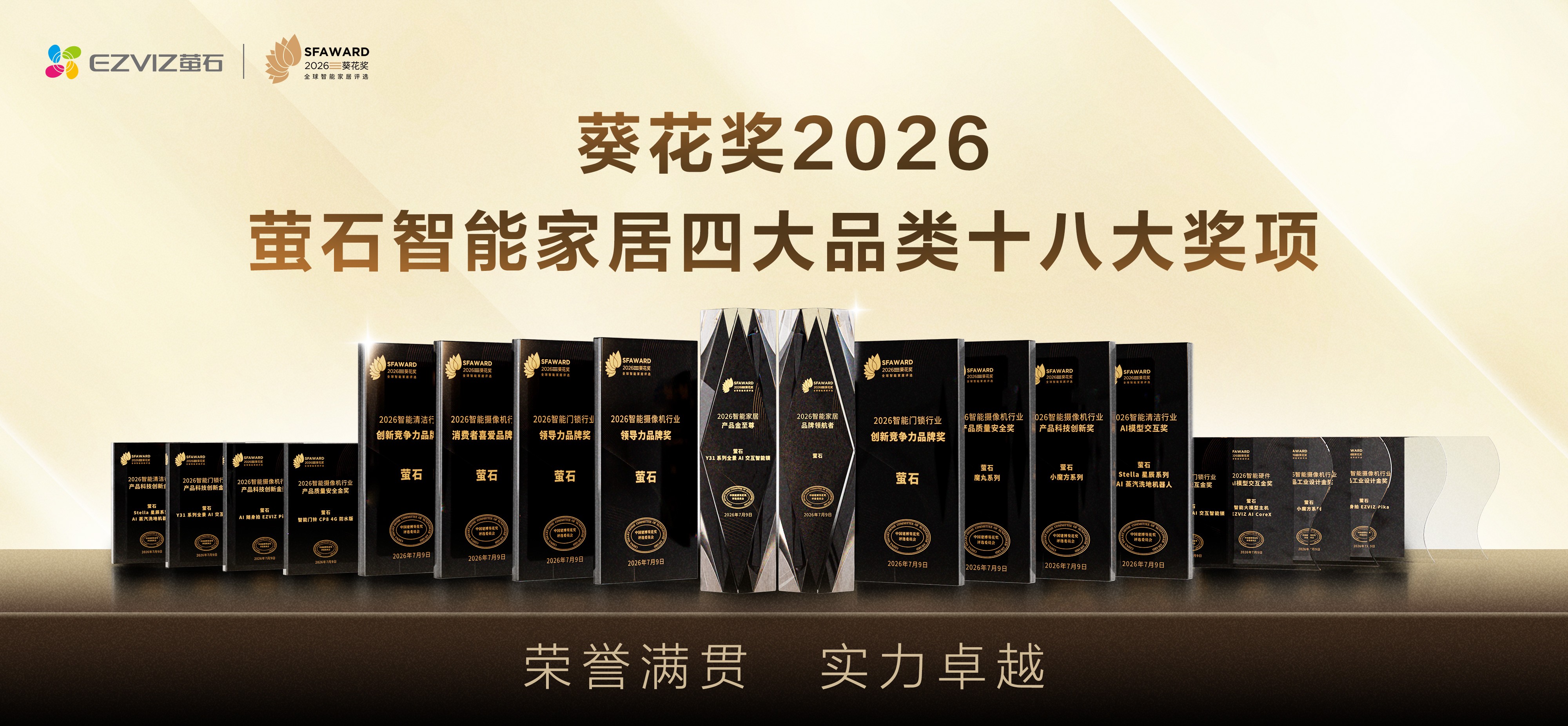 荣誉满贯！萤石包揽 2026 葵花奖 18 项大奖，品牌产品技术全面领跑