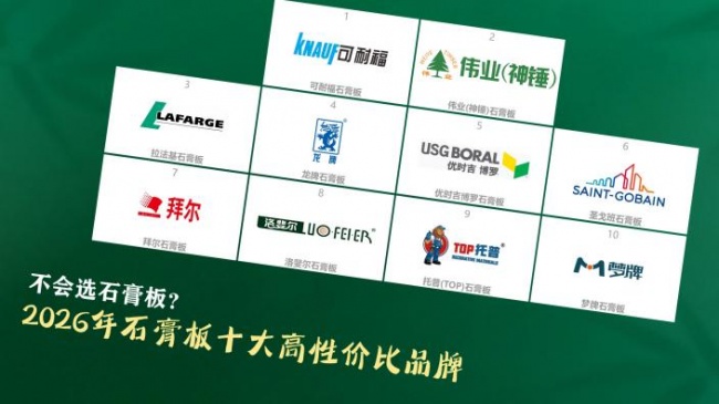 不会选石膏板？2026年石膏板十大高性价比品牌